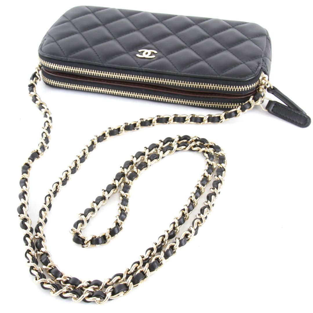 美品『USED』 
CHANEL シャネル 
 マトラッセ チェーンショルダー ショルダーバッグ 
ラムスキン ブラック