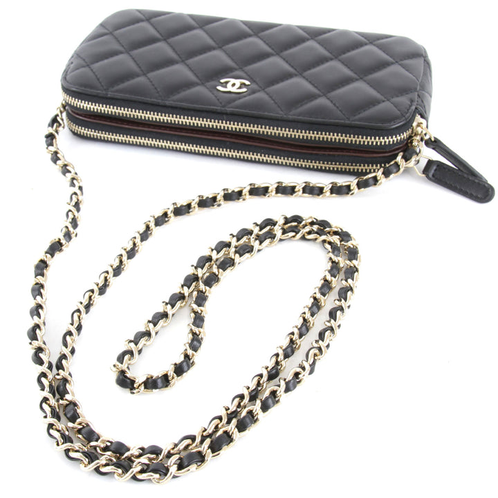 美品『USED』 
CHANEL シャネル 
 マトラッセ チェーンショルダー ショルダーバッグ 
ラムスキン ブラック