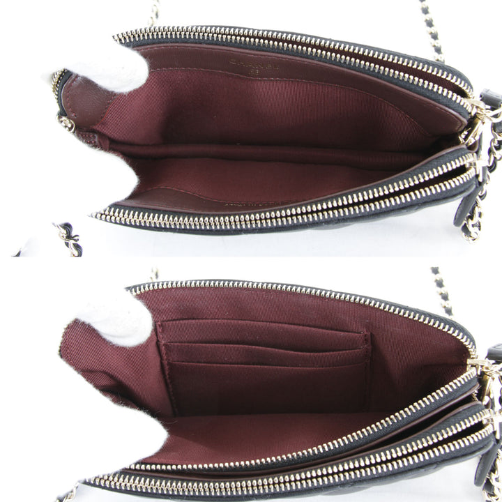 美品『USED』 
CHANEL シャネル 
 マトラッセ チェーンショルダー ショルダーバッグ 
ラムスキン ブラック