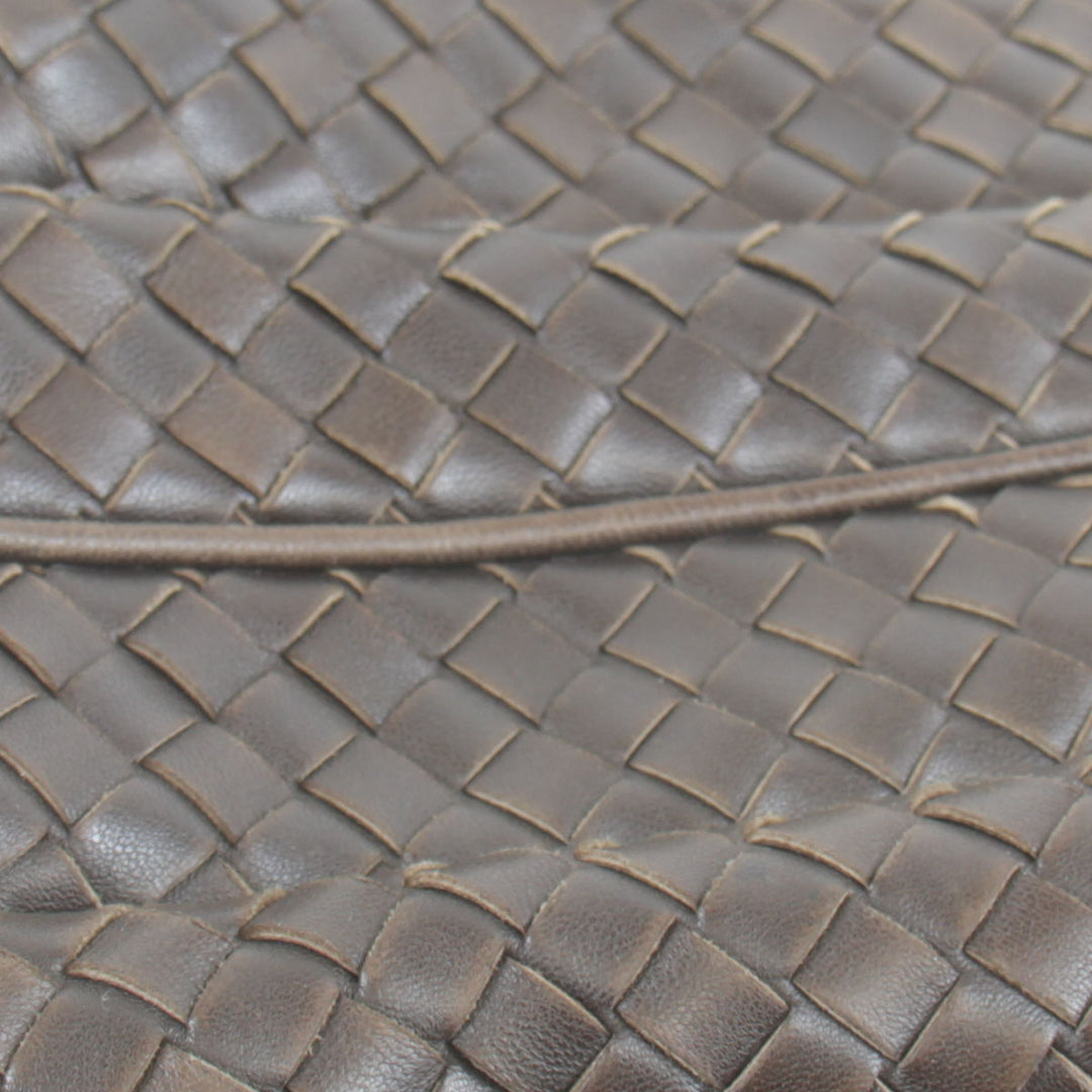 『USED』 
BOTTEGAVENETA ボッテガヴェネタ 
 イントレチャート ショルダーバッグ 
レザー ダークブラウン