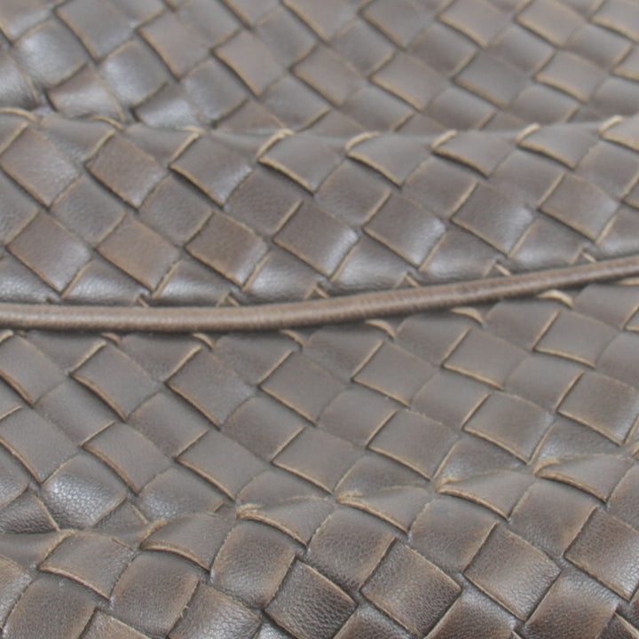 『USED』 
BOTTEGAVENETA ボッテガヴェネタ 
 イントレチャート ショルダーバッグ 
レザー ダークブラウン