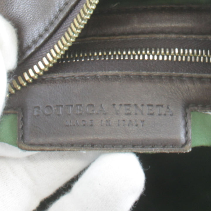 『USED』 
BOTTEGAVENETA ボッテガヴェネタ 
 イントレチャート ショルダーバッグ 
レザー ダークブラウン