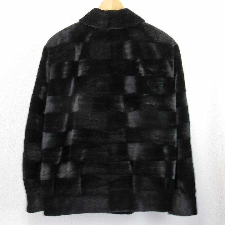 美品『USED』 
EMBA エンバ 
 ショートコート 毛皮 
シェアードミンク ブラック ジャケット ボーダー