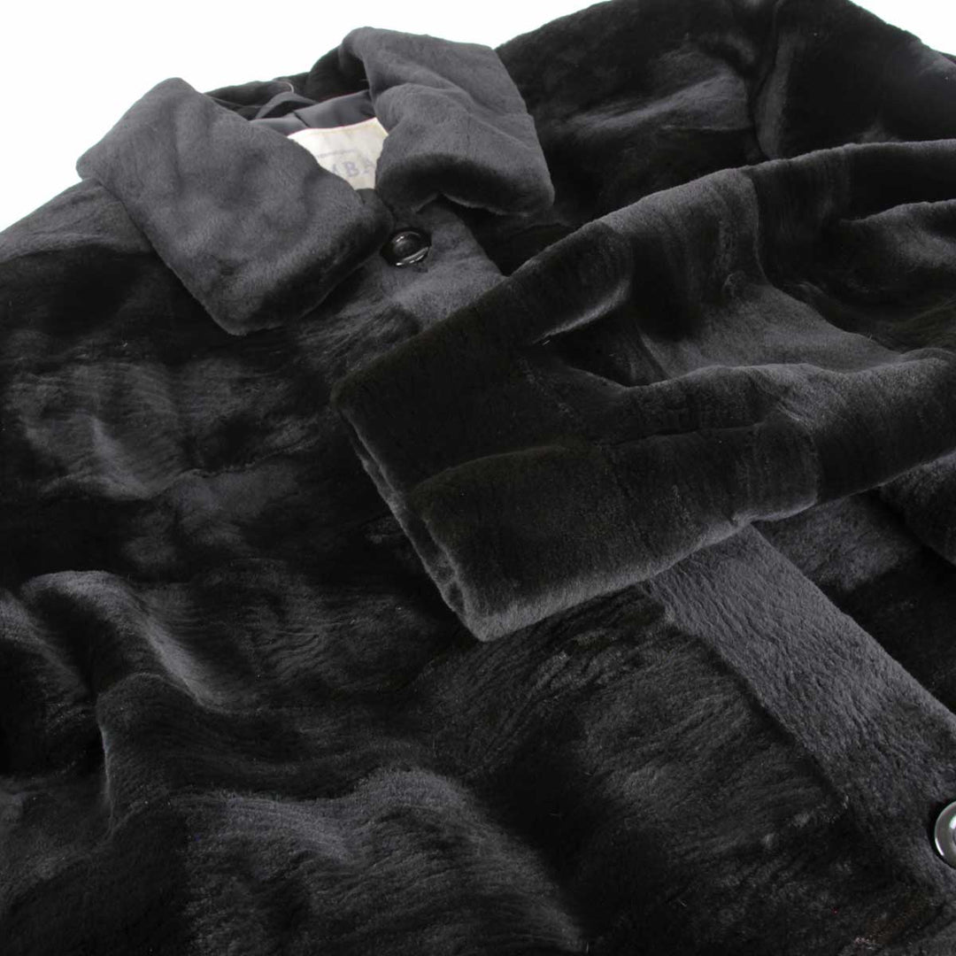 美品『USED』 
EMBA エンバ 
 ショートコート 毛皮 
シェアードミンク ブラック ジャケット ボーダー