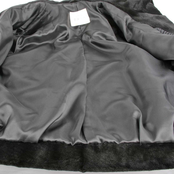 美品『USED』 
EMBA エンバ 
 ショートコート 毛皮 
シェアードミンク ブラック ジャケット ボーダー