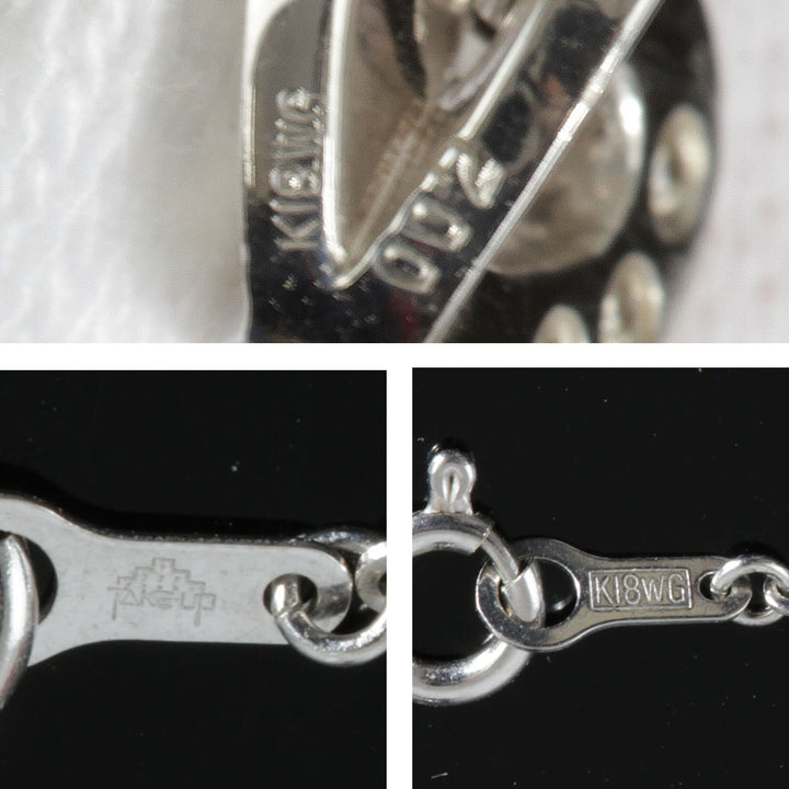 美品『USED』 K18WG 
 ハート ネックレス
 ダイヤモンド 0.02 3.6g