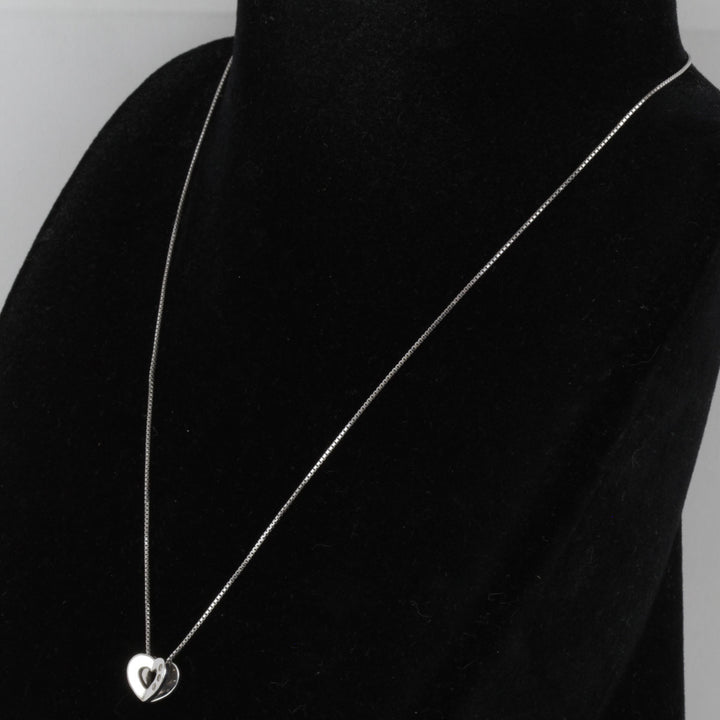 美品『USED』 K18WG 
 ハート ネックレス
 ダイヤモンド 0.02 3.6g