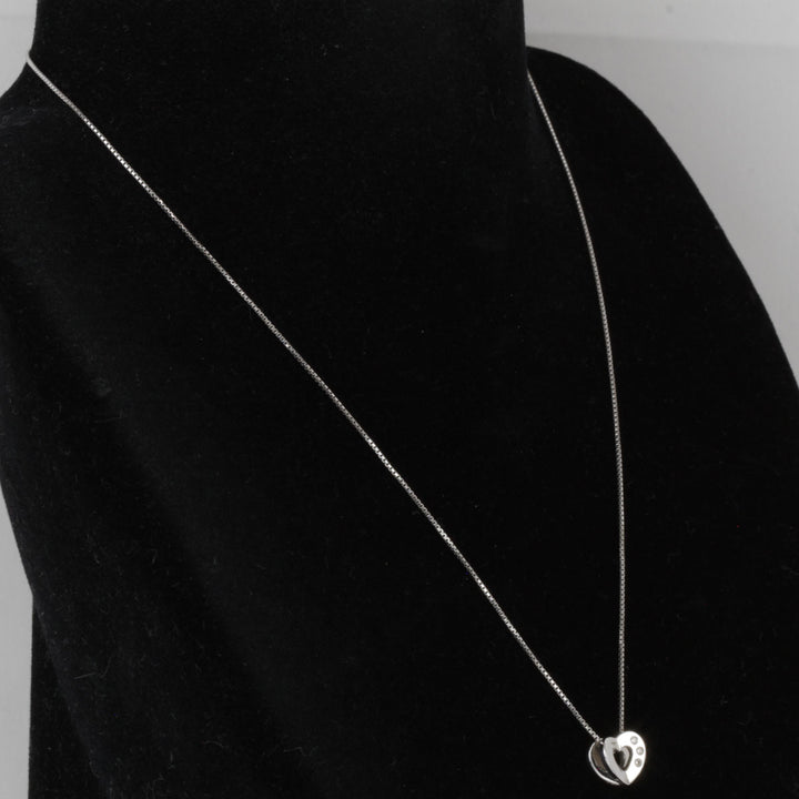 美品『USED』 K18WG 
 ハート ネックレス
 ダイヤモンド 0.02 3.6g