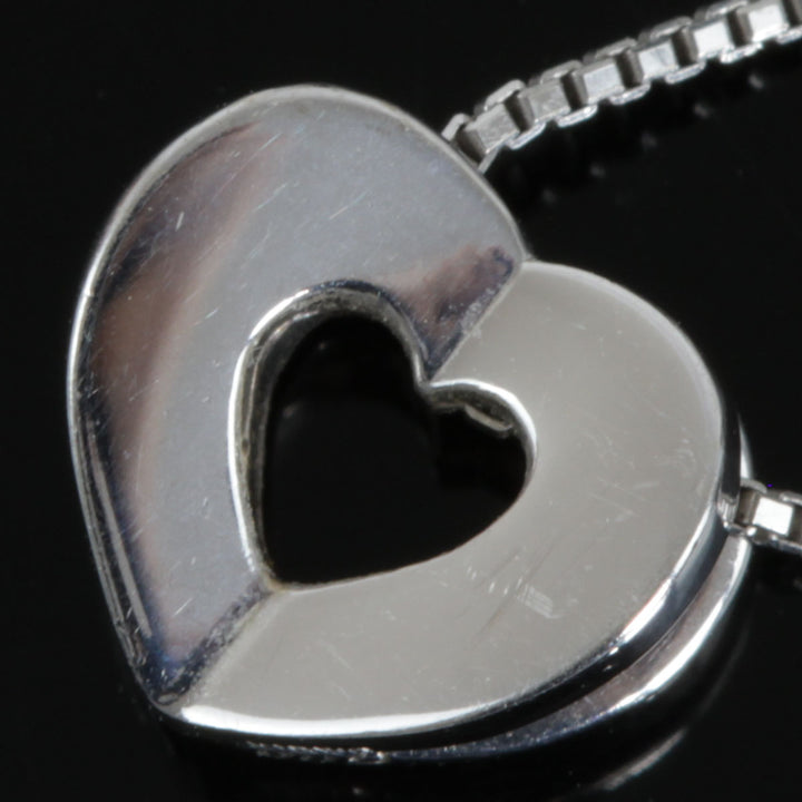 美品『USED』 K18WG 
 ハート ネックレス
 ダイヤモンド 0.02 3.6g