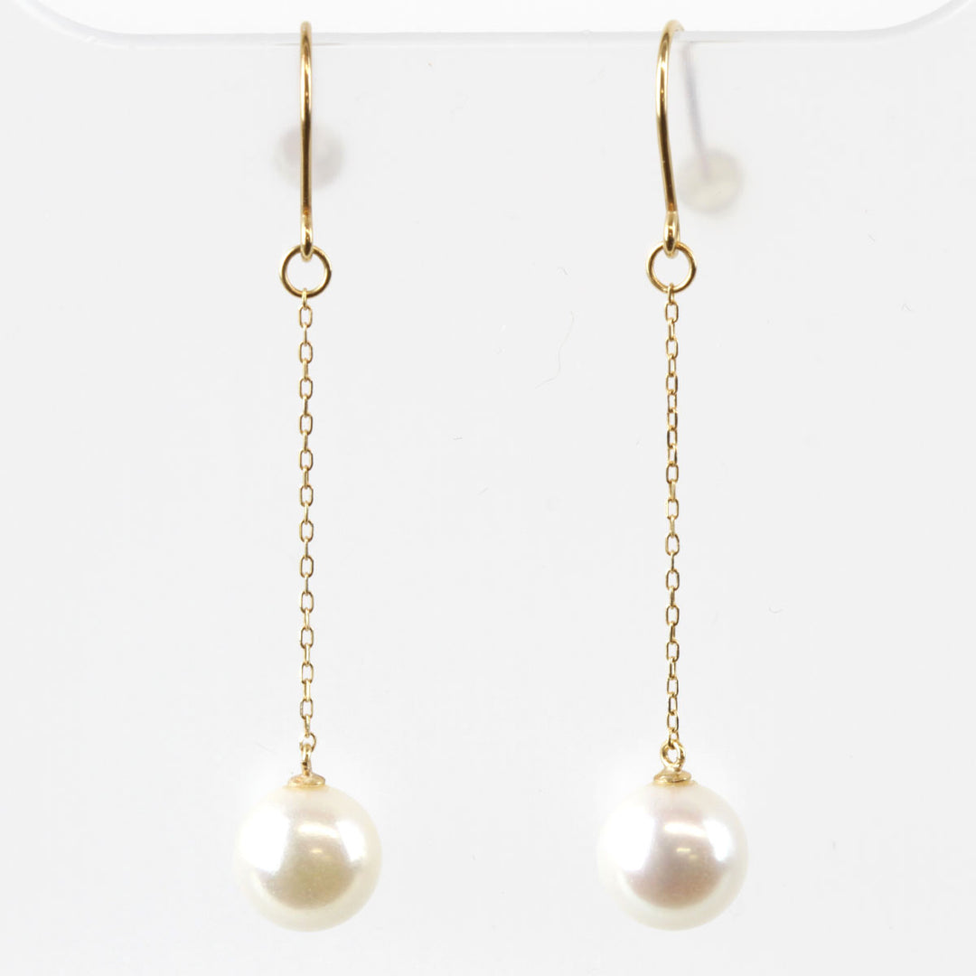 美品『USED』 K18 
 チェーンパール ピアス
 2.0g