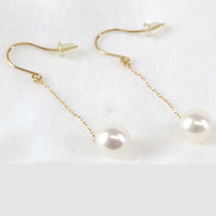 美品『USED』 K18 
 チェーンパール ピアス
 2.0g