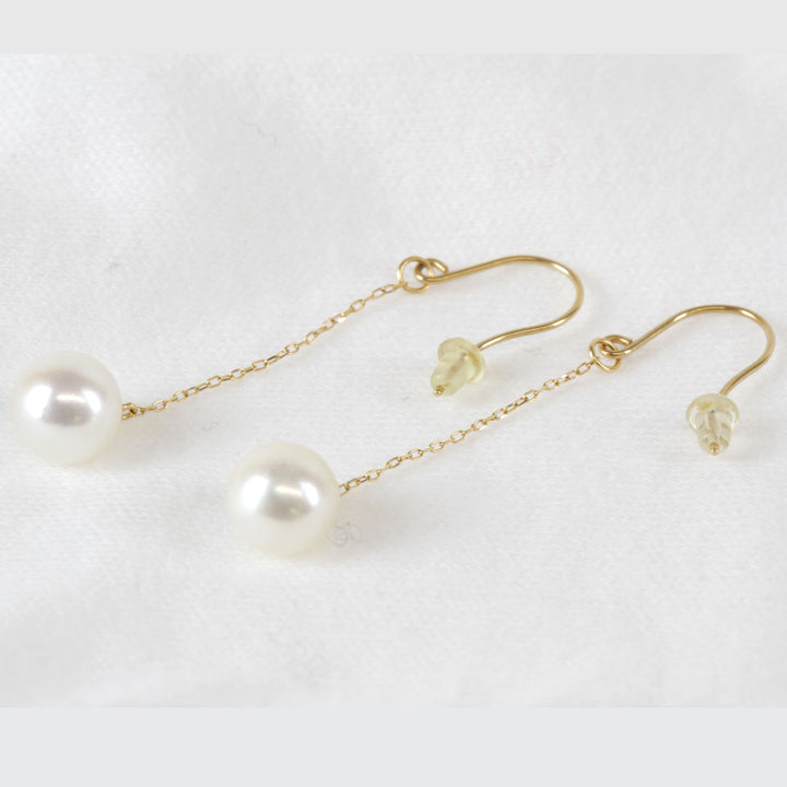 美品『USED』 K18 
 チェーンパール ピアス
 2.0g