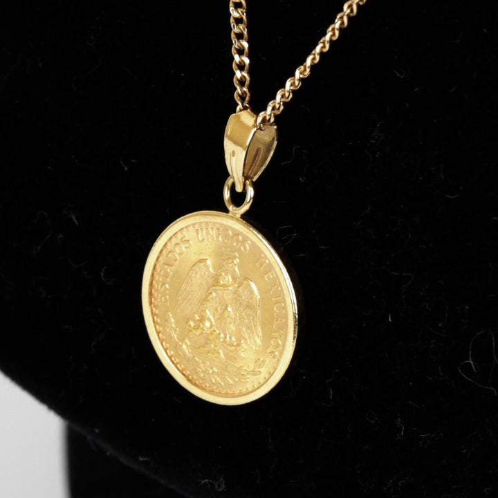 美品『USED』 K18 /K21.6 
 メキシコ金貨 1945 DOS PESOS ネックレス
 4.3g