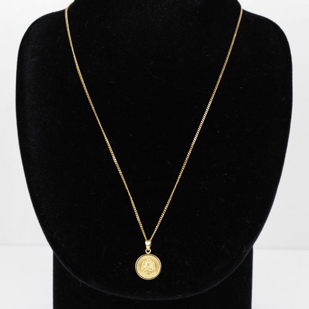 美品『USED』 K18 /K21.6 
 メキシコ金貨 1945 DOS PESOS ネックレス
 4.3g