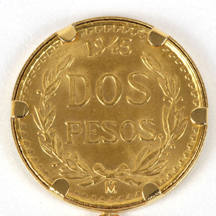 美品『USED』 K18 /K21.6 
 メキシコ金貨 1945 DOS PESOS ネックレス
 4.3g