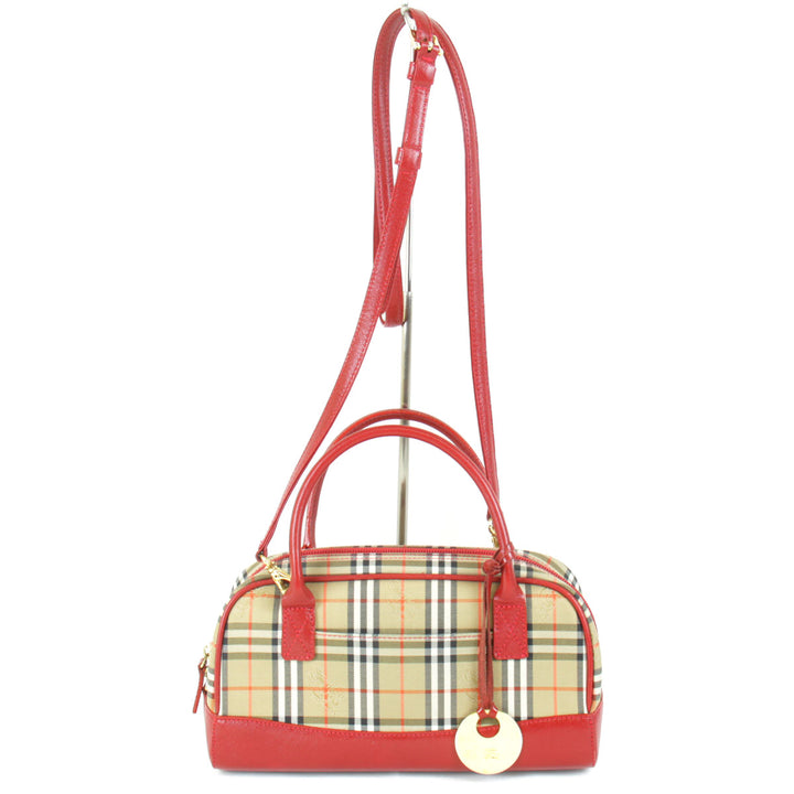 美品『USED』 
BURBERRY バーバリー 
 2WAYバッグ ショルダーバッグ 
キャンバス/レザー  レッド×ベージュ