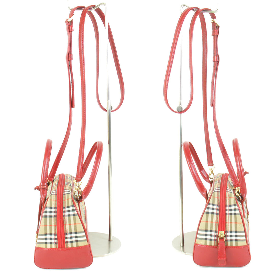 美品『USED』 
BURBERRY バーバリー 
 2WAYバッグ ショルダーバッグ 
キャンバス/レザー  レッド×ベージュ