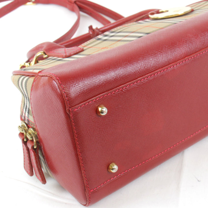 美品『USED』 
BURBERRY バーバリー 
 2WAYバッグ ショルダーバッグ 
キャンバス/レザー  レッド×ベージュ