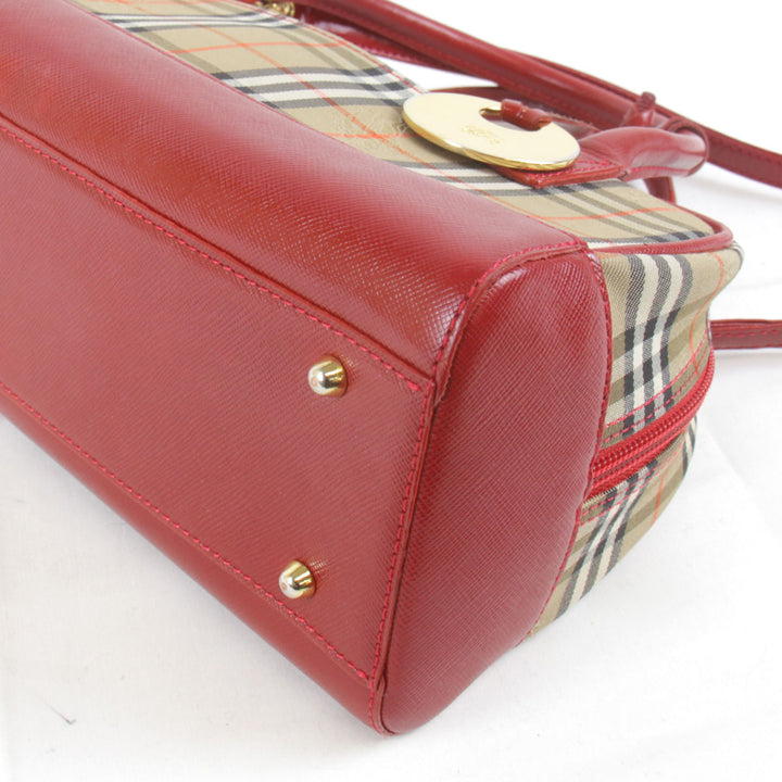 美品『USED』 
BURBERRY バーバリー 
 2WAYバッグ ショルダーバッグ 
キャンバス/レザー  レッド×ベージュ