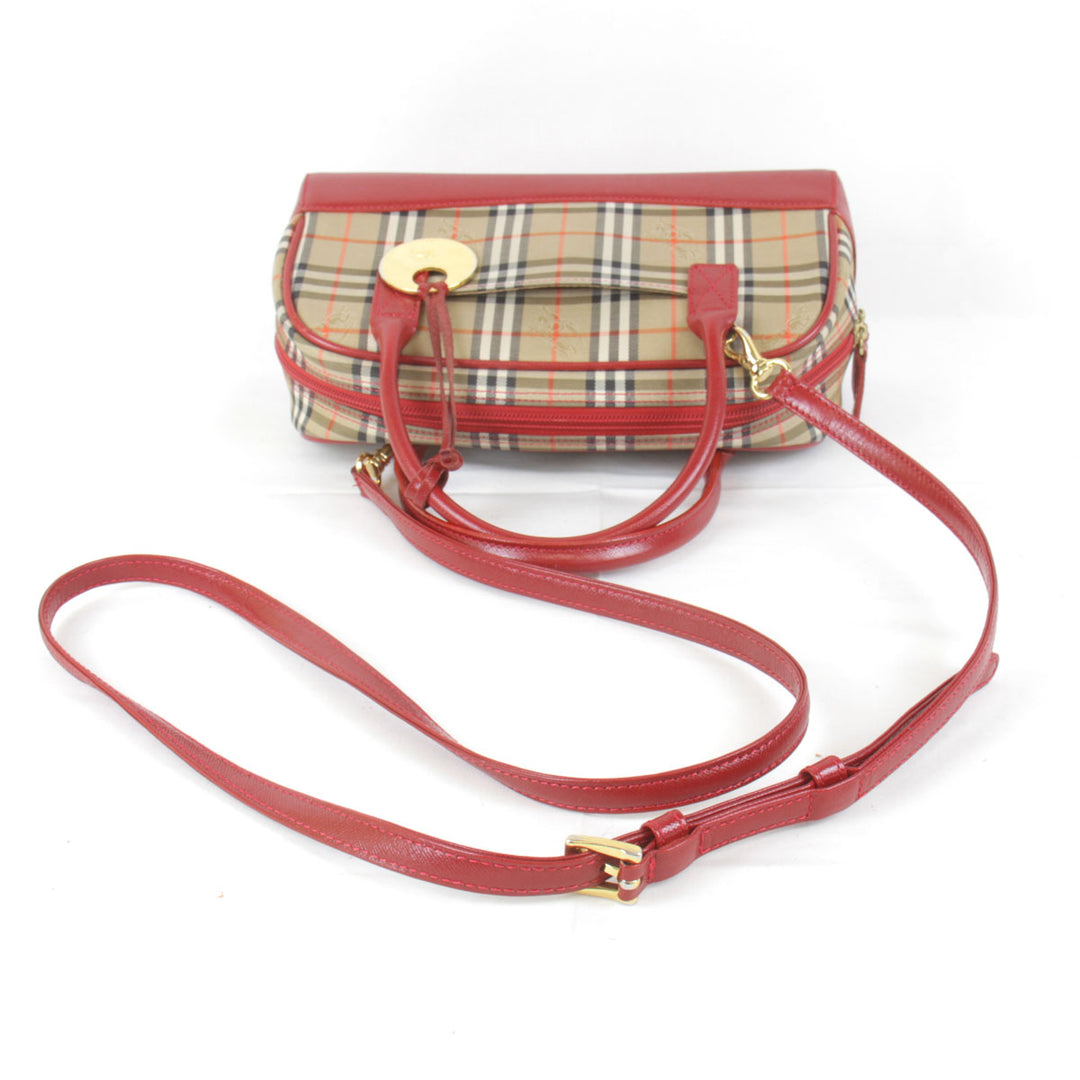 美品『USED』 
BURBERRY バーバリー 
 2WAYバッグ ショルダーバッグ 
キャンバス/レザー  レッド×ベージュ
