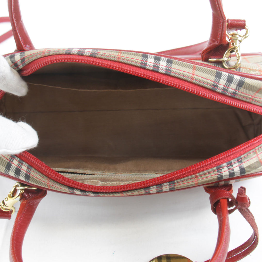 美品『USED』 
BURBERRY バーバリー 
 2WAYバッグ ショルダーバッグ 
キャンバス/レザー  レッド×ベージュ
