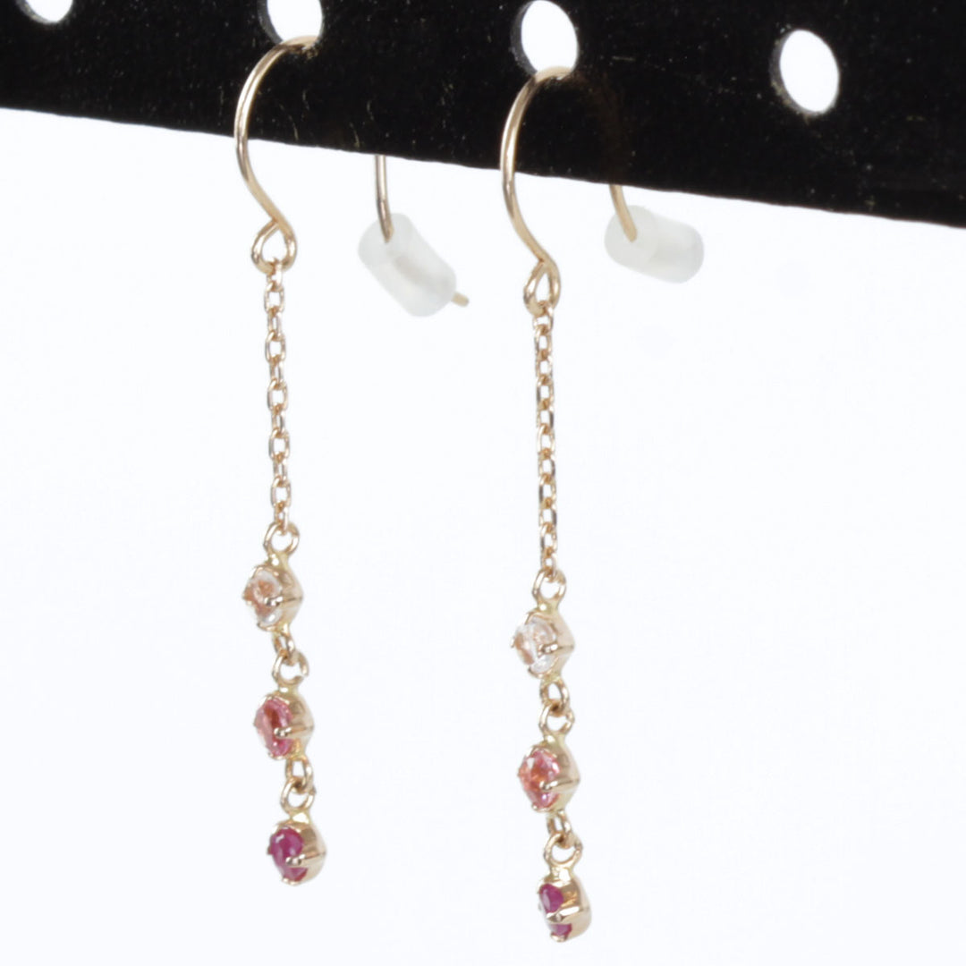 美品『USED』 K18PG/ピンクトルマリン  /ラブラドライト/ルビー 
ピアス
 0.5g