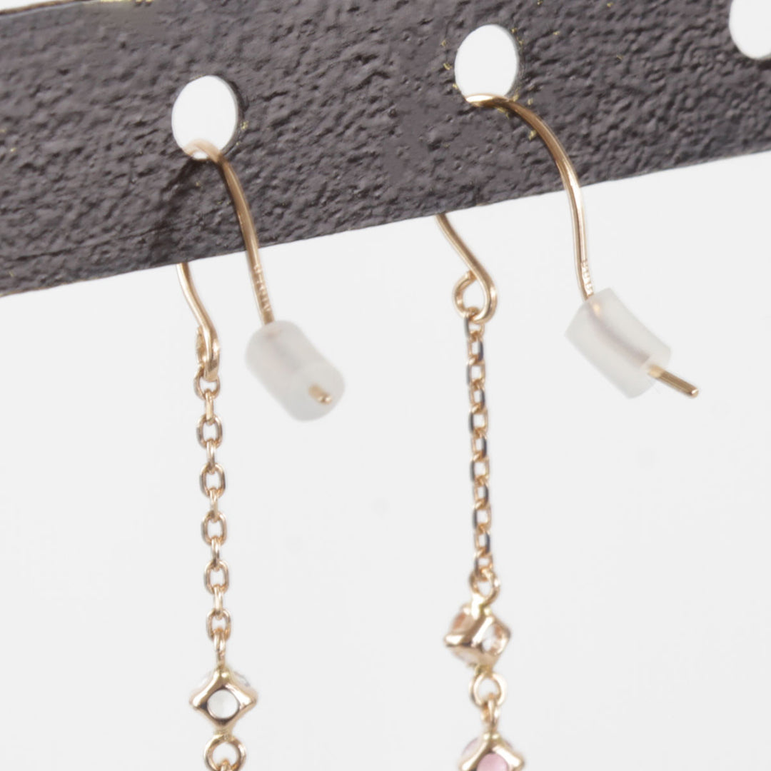 美品『USED』 K18PG/ピンクトルマリン  /ラブラドライト/ルビー 
ピアス
 0.5g