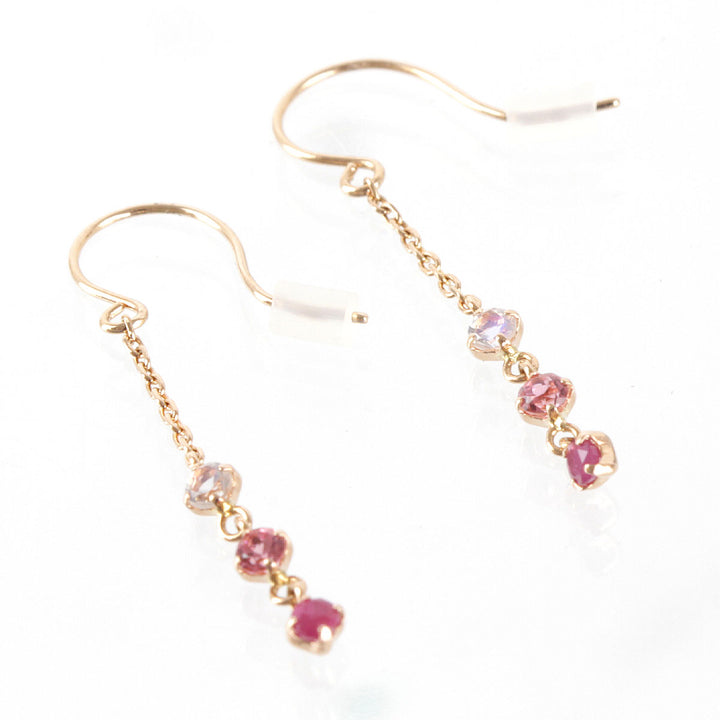 美品『USED』 K18PG/ピンクトルマリン  /ラブラドライト/ルビー 
ピアス
 0.5g