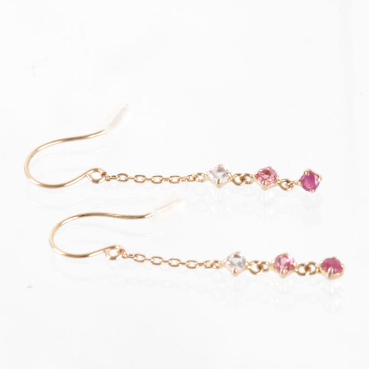 美品『USED』 K18PG/ピンクトルマリン  /ラブラドライト/ルビー 
ピアス
 0.5g