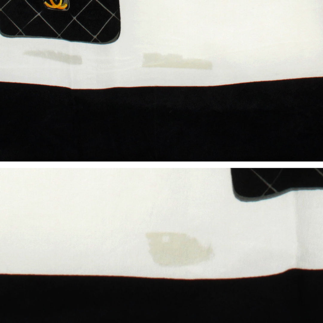 『USED』 
CHANEL シャネル 
 バッグ柄 大判 スカーフ 
ファブリック ブラック×ホワイト
