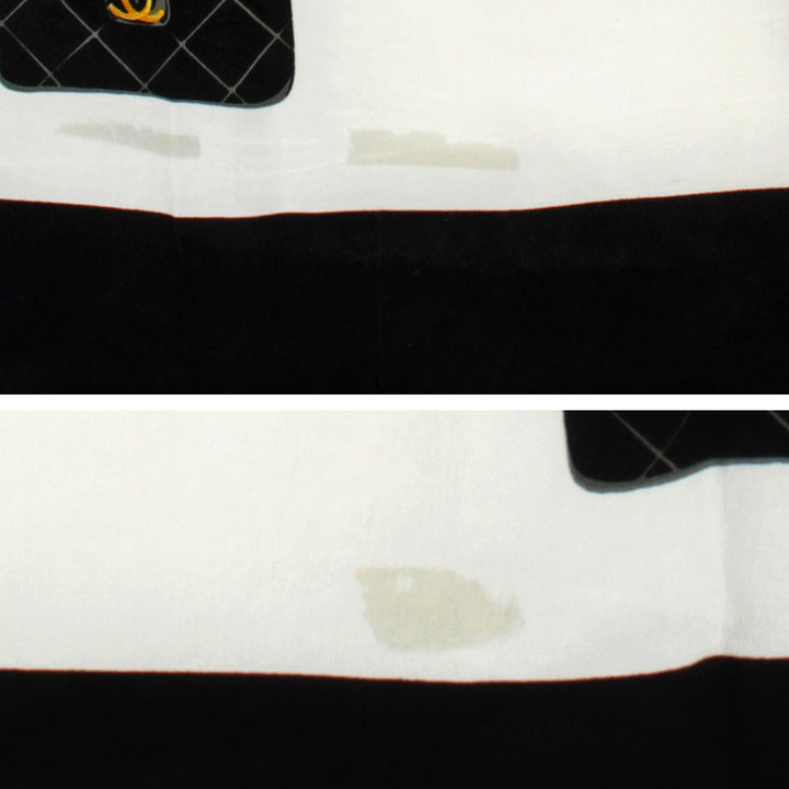 『USED』 
CHANEL シャネル 
 バッグ柄 大判 スカーフ 
ファブリック ブラック×ホワイト