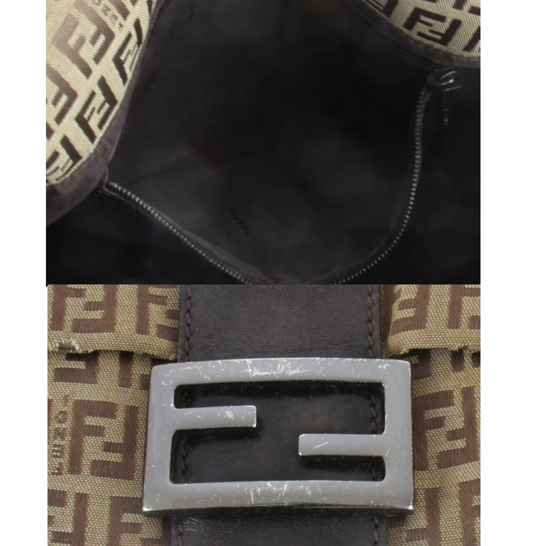 『USED』 
FENDI フェンディ 
 マンマバケット ズッカ柄 ショルダーバッグ 
キャンバス ベージュ