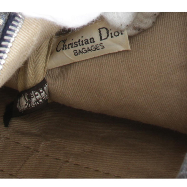 『USED』 
Christian Dior クリスチャンディオール 
 トロッター ミニボストンバッグ 
キャンバス ネイビー