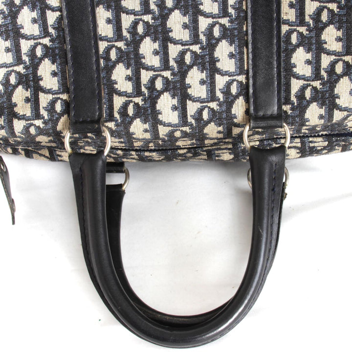 『USED』 
Christian Dior クリスチャンディオール 
 トロッター ミニボストンバッグ 
キャンバス ネイビー