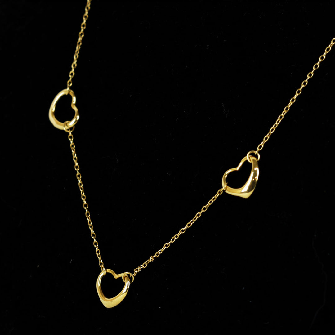 美品『USED』 K18 
TIFFANY&Co.  エルサ・ペレッティ オープンハート 3連 ネックレス
 2.7g
