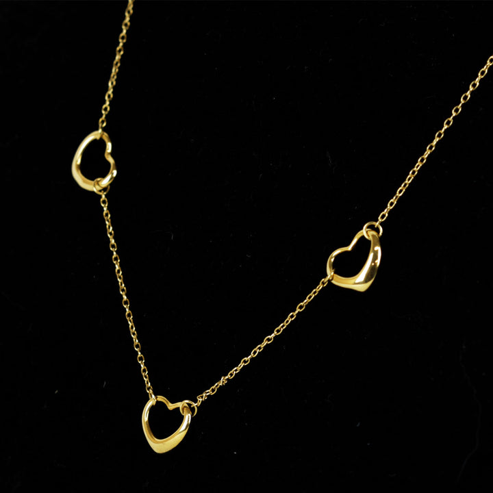 美品『USED』 K18 
TIFFANY&Co.  エルサ・ペレッティ オープンハート 3連 ネックレス
 2.7g