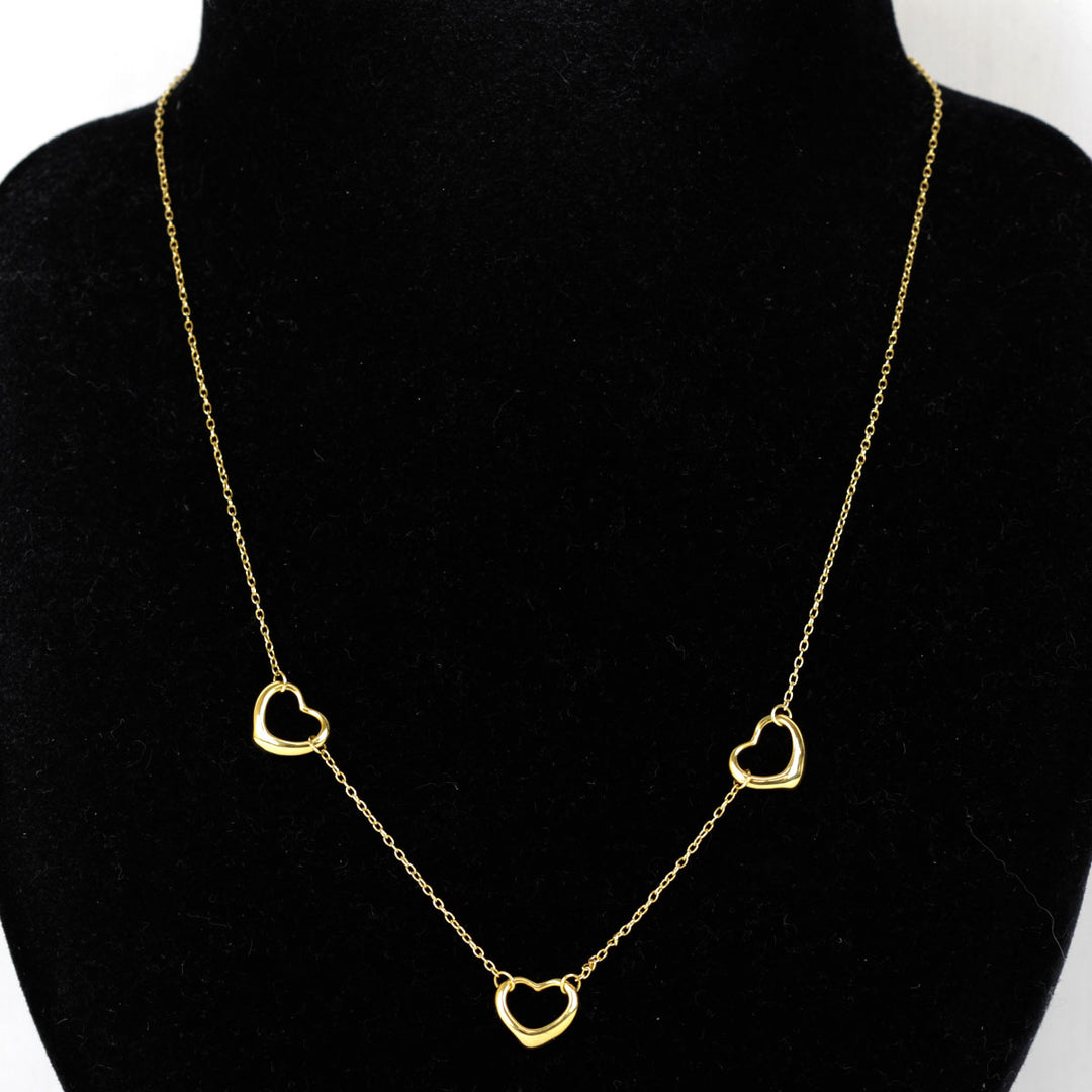 美品『USED』 K18 
TIFFANY&Co.  エルサ・ペレッティ オープンハート 3連 ネックレス
 2.7g