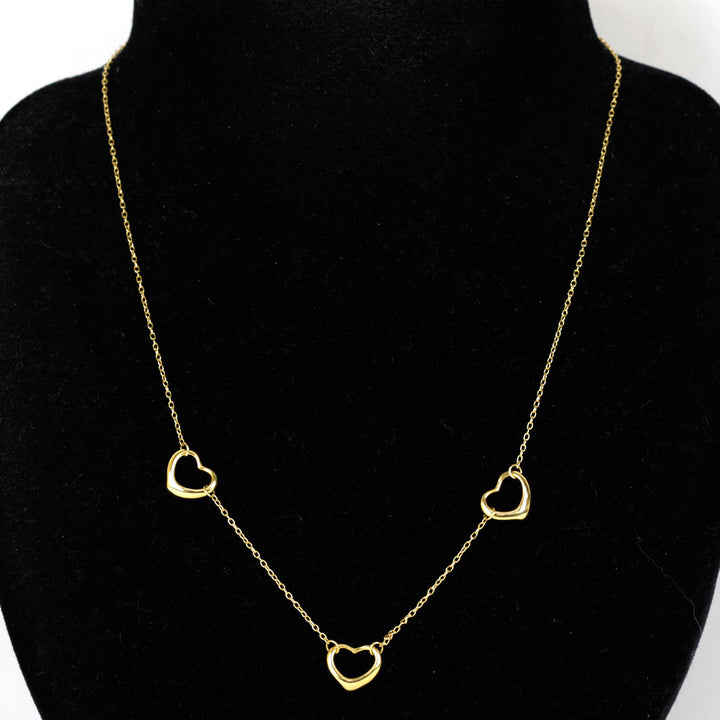 美品『USED』 K18 
TIFFANY&Co.  エルサ・ペレッティ オープンハート 3連 ネックレス
 2.7g