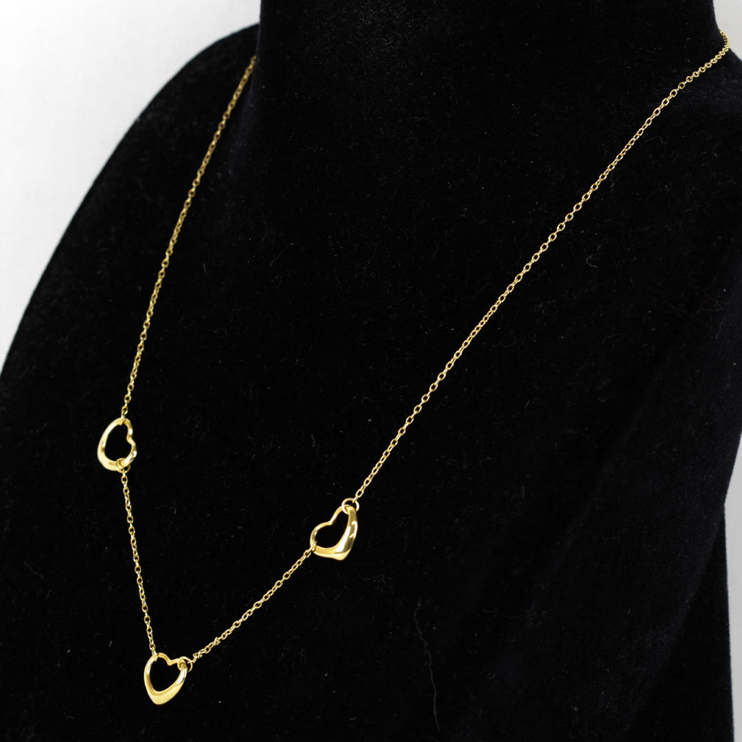 美品『USED』 K18 
TIFFANY&Co.  エルサ・ペレッティ オープンハート 3連 ネックレス
 2.7g
