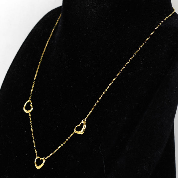 美品『USED』 K18 
TIFFANY&Co.  エルサ・ペレッティ オープンハート 3連 ネックレス
 2.7g