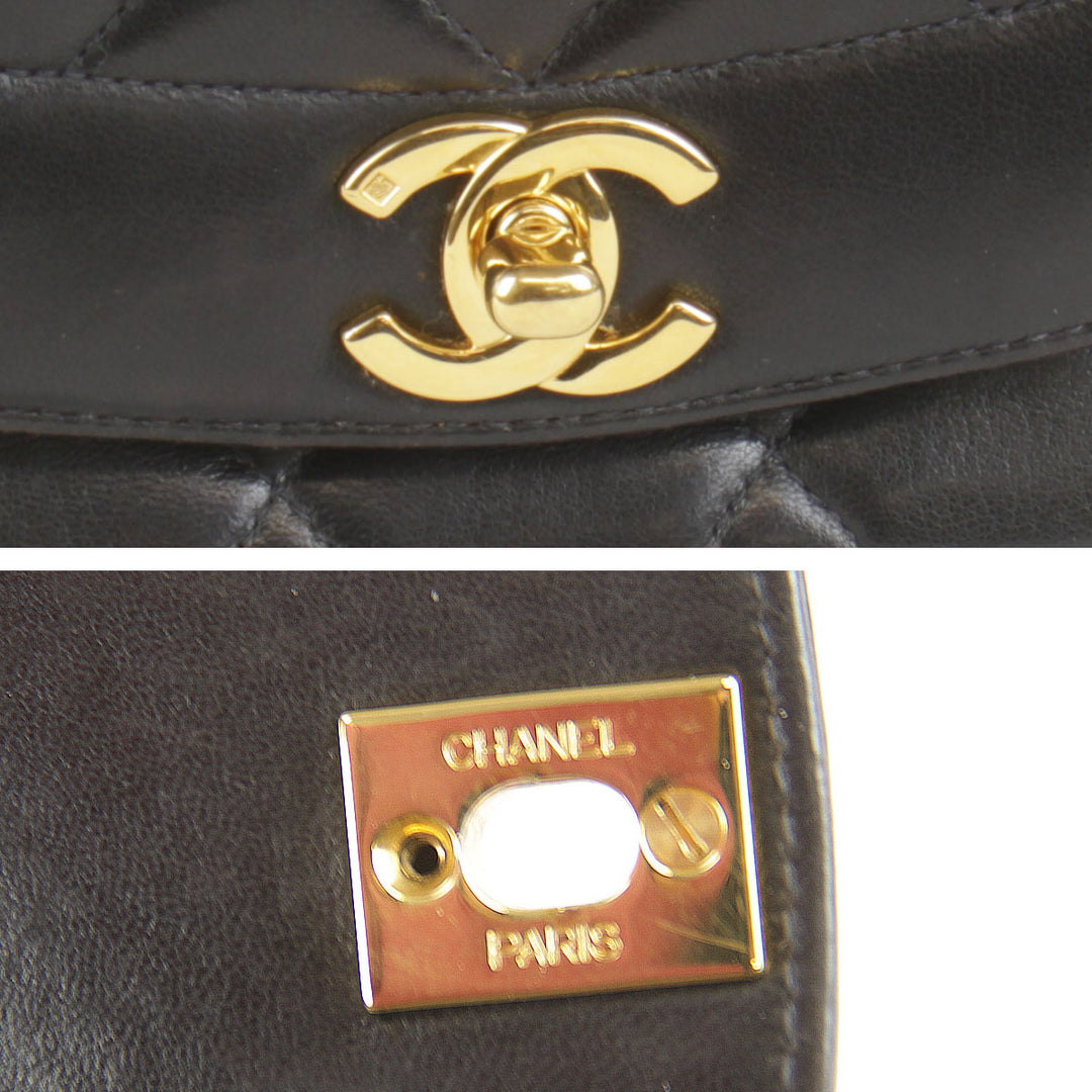 『USED』 
CHANEL シャネル 
 ダイアナマトラッセ チェーンショルダー ショルダーバッグ 
ラムスキン ブラック