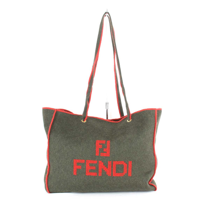 『USED』 
FENDI フェンディ 
 トートバッグ 
フェルト カーキ
