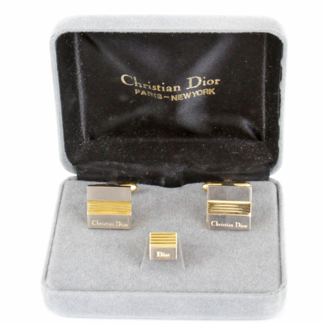 『USED』 
Christian Dior クリスチャンディオール 
 カフス・タイタックセット カフス 
メタル シルバーカラー×ゴールドカラー