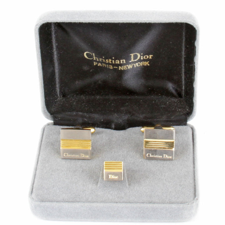 『USED』 
Christian Dior クリスチャンディオール 
 カフス・タイタックセット カフス 
メタル シルバーカラー×ゴールドカラー
