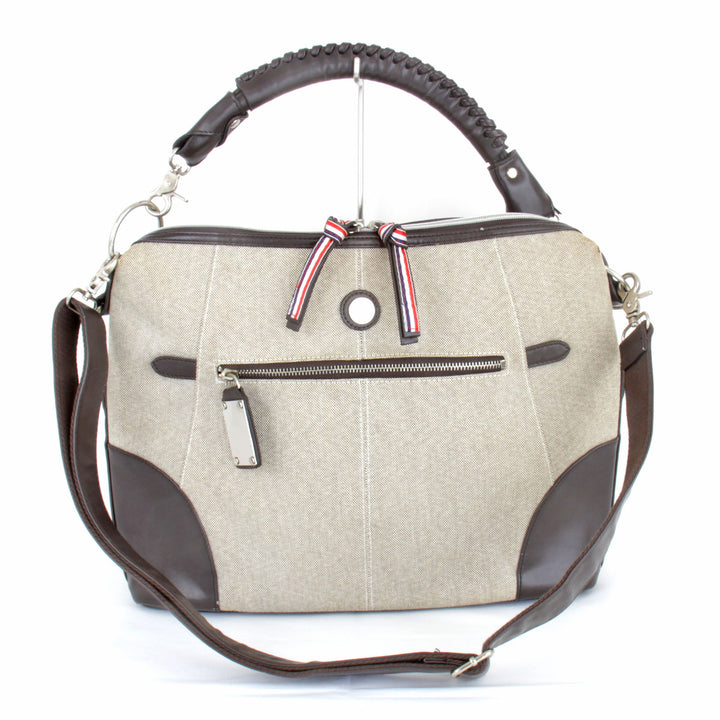 良品『USED』 
 
 ikka ショルダーバッグ 
キャンバス/レザー  ベージュ×ダークブラウン