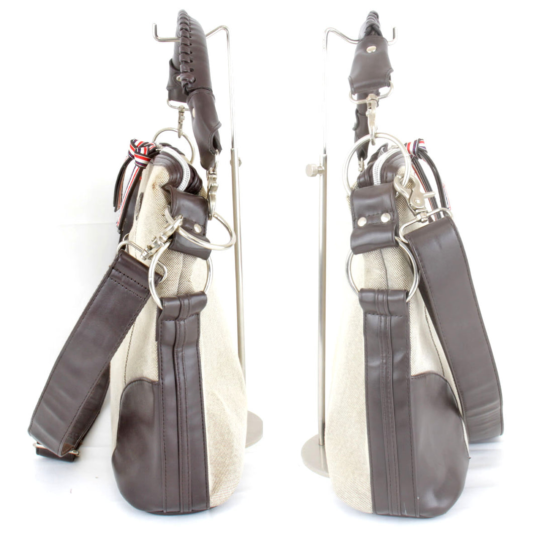 良品『USED』 
 
 ikka ショルダーバッグ 
キャンバス/レザー  ベージュ×ダークブラウン