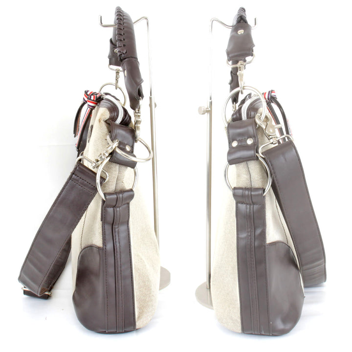 良品『USED』 
 
 ikka ショルダーバッグ 
キャンバス/レザー  ベージュ×ダークブラウン
