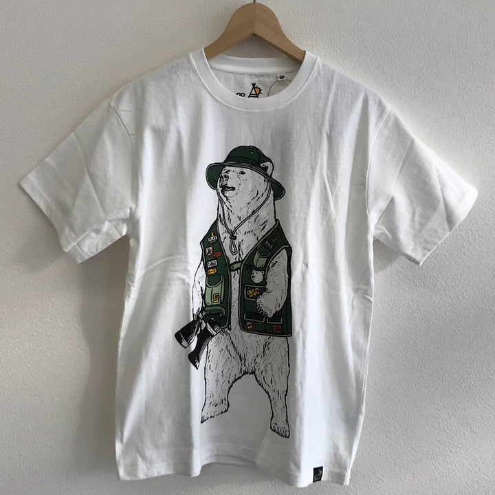 『USED』 
 
 go slow caravan ゴースローキャラバン 探検クマ Tシャツ サイズ3 半袖Ｔシャツ 
コットン ホワイト系