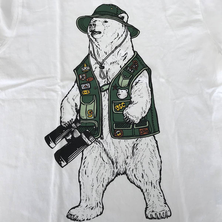 『USED』 
 
 go slow caravan ゴースローキャラバン 探検クマ Tシャツ サイズ3 半袖Ｔシャツ 
コットン ホワイト系