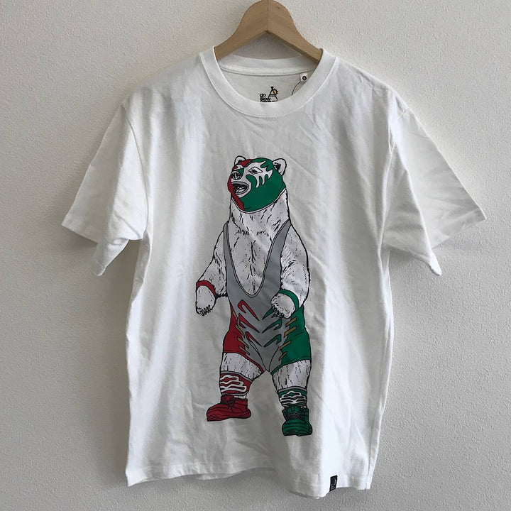 『USED』 
 
 go slow caravan ゴースローキャラバン チチカカコラボ ルチャリブレクマ Tシャツ サイズ3 半袖Ｔシャツ 
コットン ホワイト系